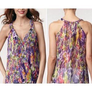 CAbi Petals Floral Tank Faux Wrap Top Blouse style 730